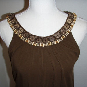 Talbots Embellished Neckline Sleeveless TankBlouse